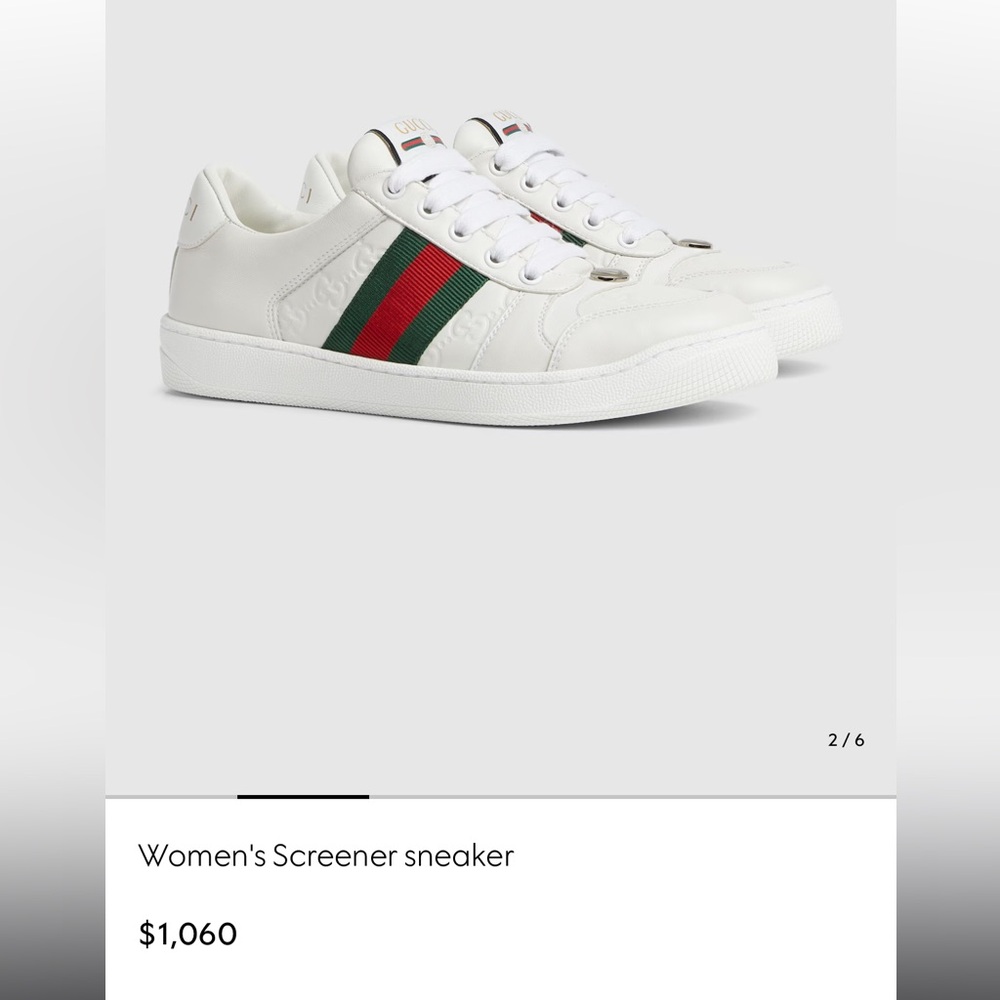 Gucci Women's White Sneakers with Green and Red Stripe